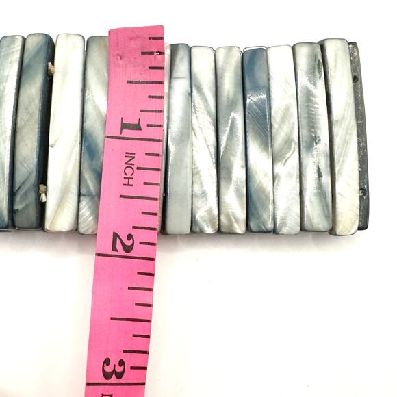 Grey Abalone Mother of Pearl Shell stretch bracelet Summer Retro Beachy Modern - Picture 4 of 10